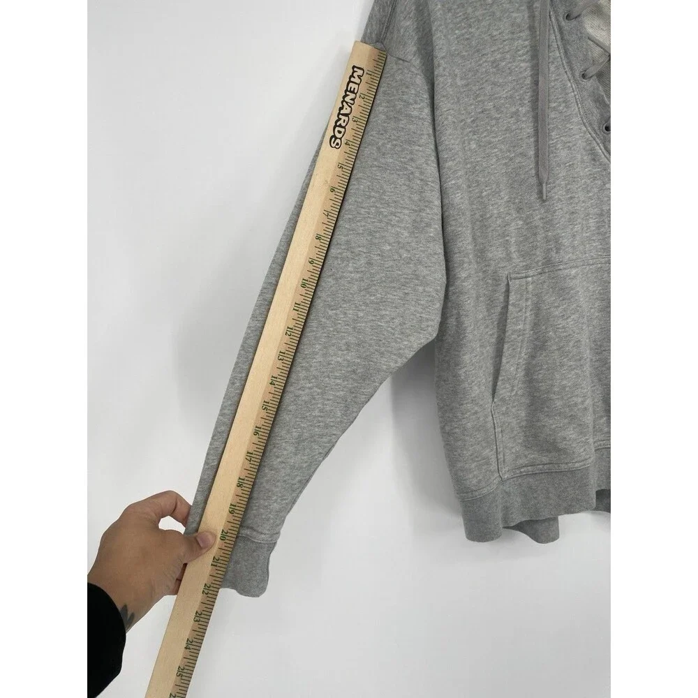 Nike Gray Pullover Lace Up Hooded Sweatshirt Hoodie Embroidered Medium